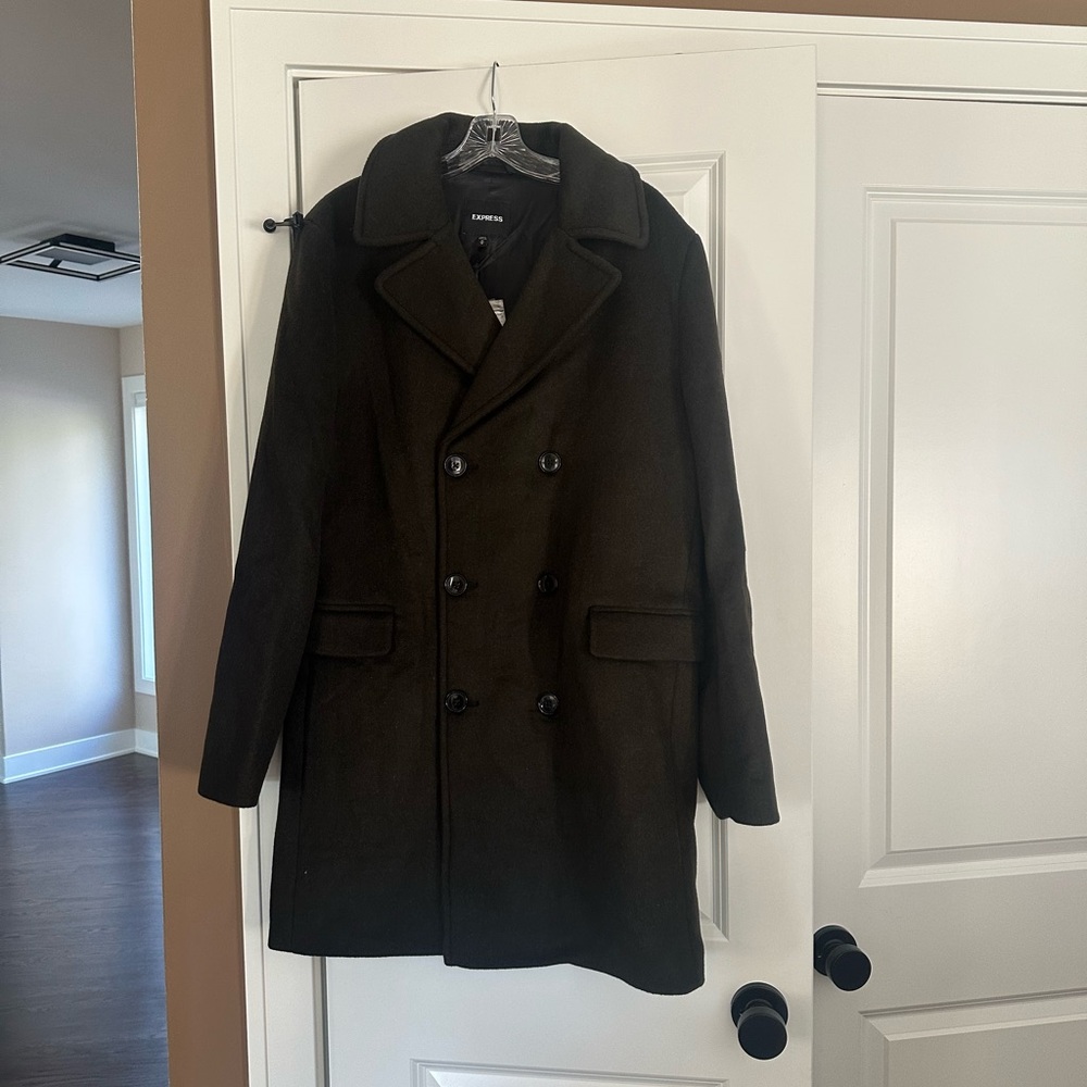 Express double breasted wool blend peacoat